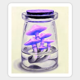 Magic mushrooms in a potion bottle - psychedelic Sticker